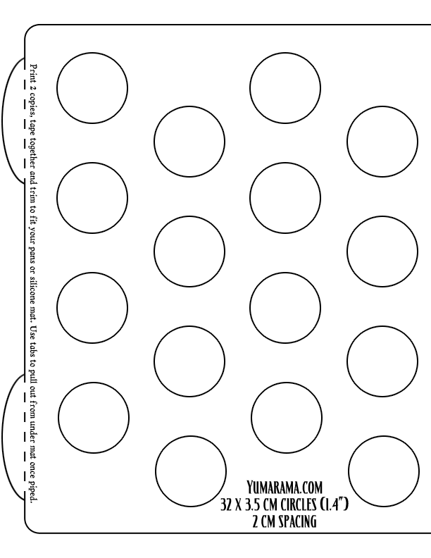 Macaron Baking Sheet Template from yumarama.com