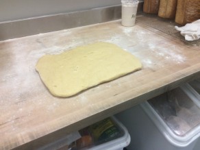 Put cold dough on floured bench